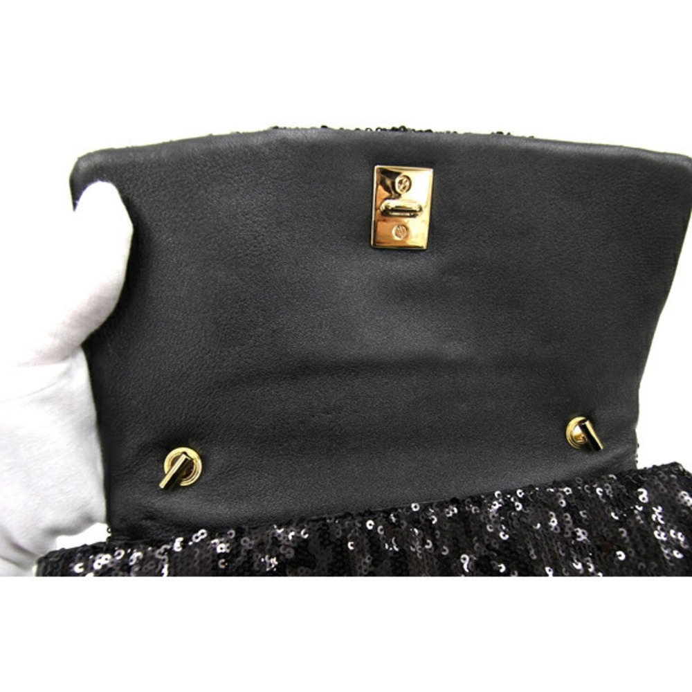 Salvatore Ferragamo Black Vara Shoulder Sequins Chain Rion Crossbody Bag - Picture 5 of 6